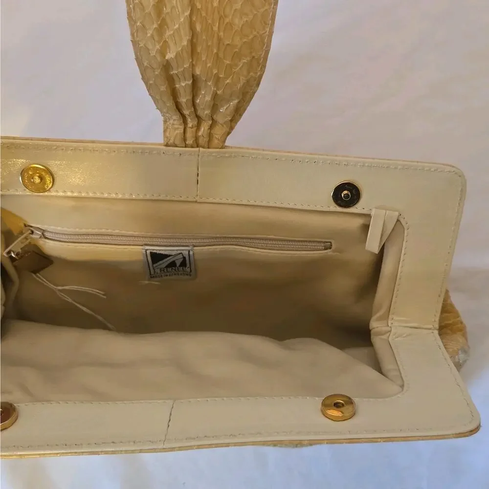 Y2K Vintage 80s J. Renee Beige Real Snakeskin Leather Clutch